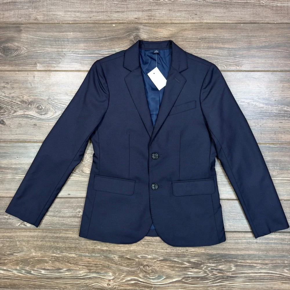 Crewcuts Boys Size 12 Ludlow Blazer Navy Blue Loro Piana Wool Suit Jacket NEW